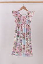 Purple floral checkered ruffle jumpsuit - ARIA KIDS