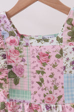 Purple floral checkered ruffle jumpsuit - ARIA KIDS