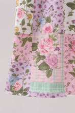 Purple floral checkered ruffle jumpsuit - ARIA KIDS