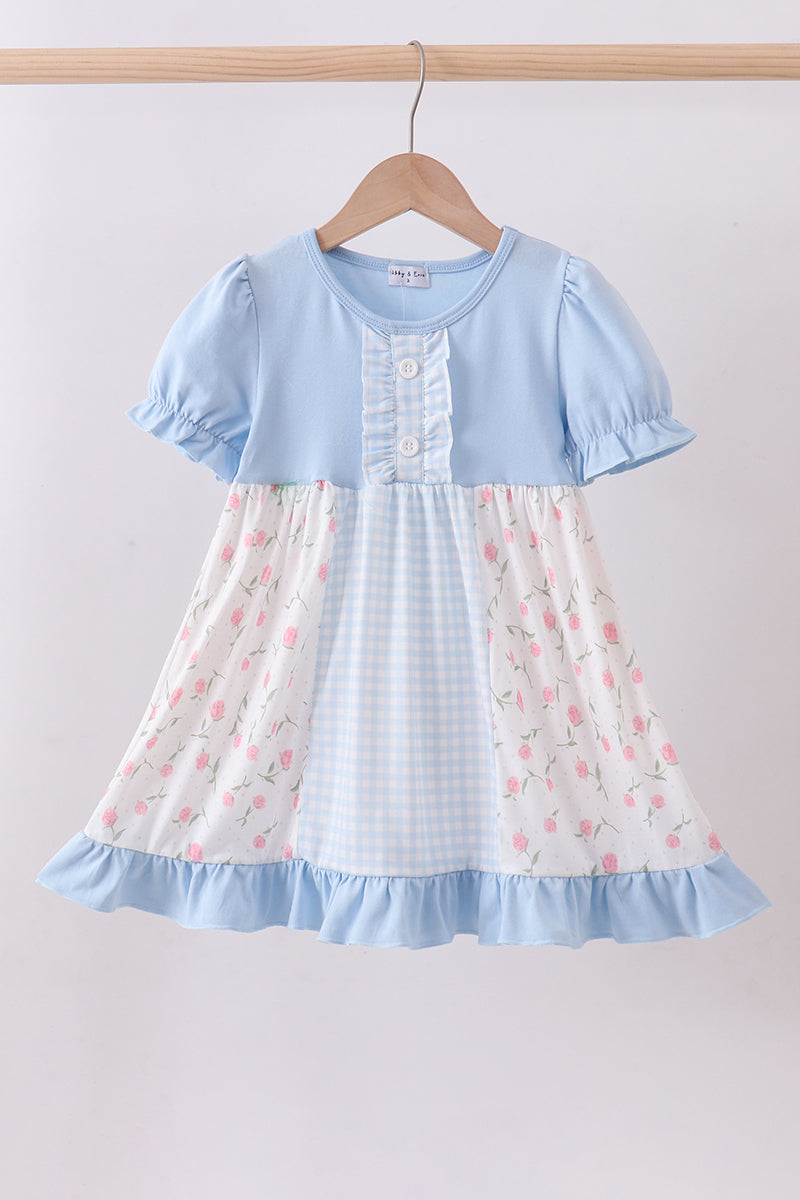 Blue floral ruffle dress - ARIA KIDS