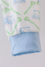 Blue golf cart embroidery pants set - ARIA KIDS