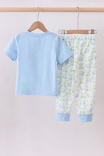 Blue golf cart embroidery pants set - ARIA KIDS