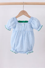 Blue clover embroidery swiss dot bubble - ARIA KIDS