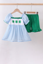 Blue clover embroidery swiss dot shorts set - ARIA KIDS