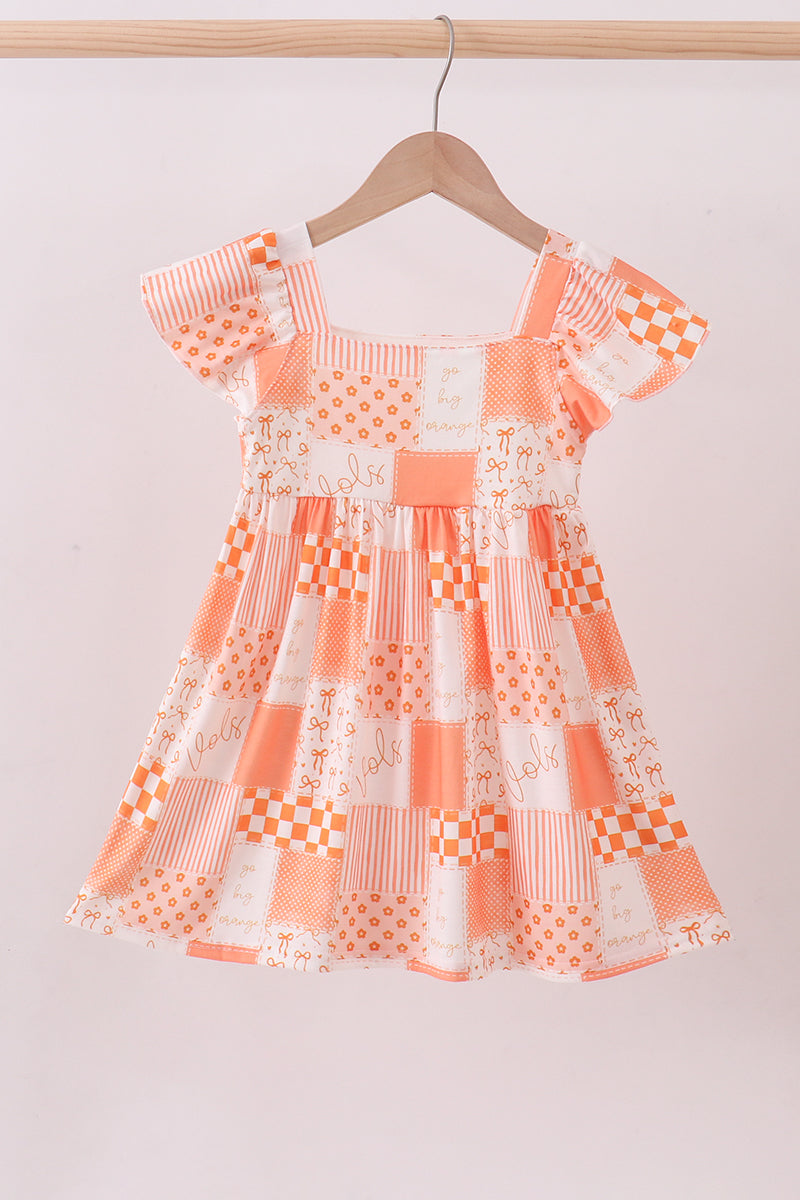 Orange Tennessee patchwork dress - ARIA KIDS