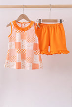 Orange Tennessee patchwork ruffle shorts set - ARIA KIDS