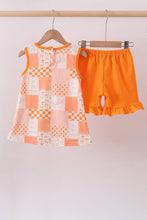 Orange Tennessee patchwork ruffle shorts set - ARIA KIDS