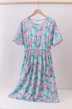 Blue I love MOMMY embroidery women dress - ARIA KIDS