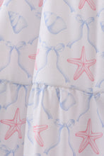 Blue starfish shell tiered women dress - ARIA KIDS