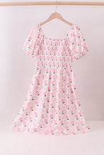 Pink bow hydrangea smocked women dress - ARIA KIDS