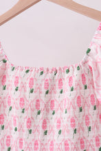 Pink bow hydrangea smocked women dress - ARIA KIDS