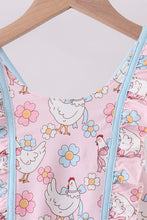 Pink chicken floral one-piece swimsuit - ARIA KIDS