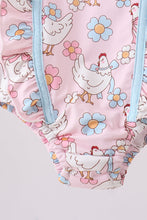 Pink chicken floral one-piece swimsuit - ARIA KIDS