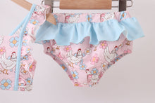 Pink chicken floral 2pcs ruffle swimsuit - ARIA KIDS