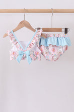 Pink chicken floral 2pcs ruffle swimsuit - ARIA KIDS