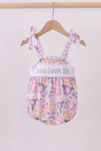 Purple floral Jesus loves me embroidery bubble - ARIA KIDS