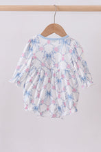 Blue bow floral smocked bubbe - ARIA KIDS