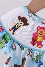 Blue character smocked ruffle bubble