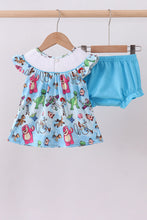 Blue character smocked ruffle bloomer set - ARIA KIDS