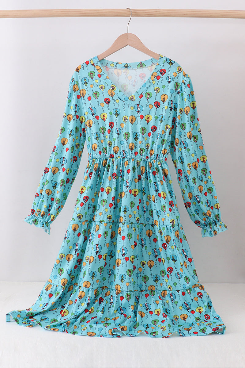 Mint Dr. Seuss print women dress - ARIA KIDS