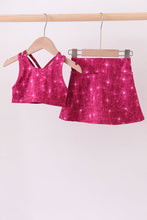 Wine red glitter skort set - ARIA KIDS