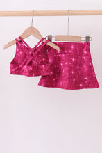 Wine red glitter skort set - ARIA KIDS