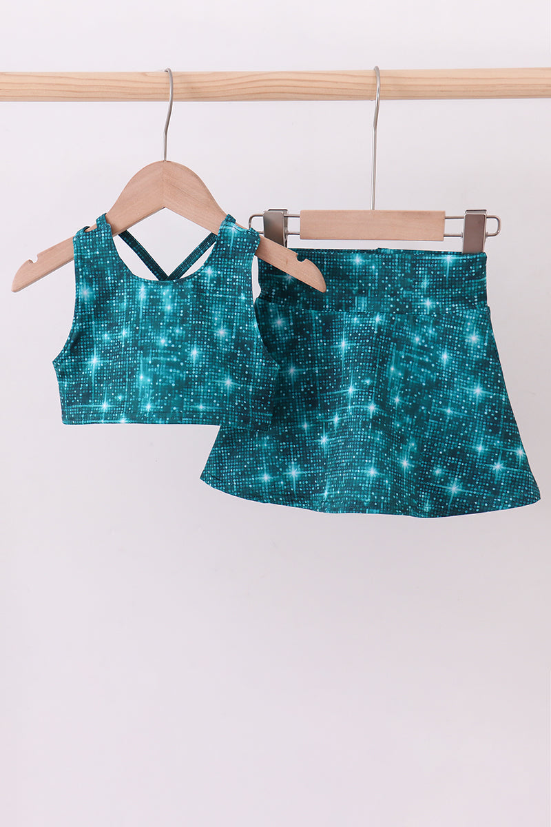 Teal glitter skort set - ARIA KIDS