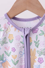 Purple floral print romper