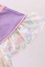 Purple happy easter floral embroidery dress