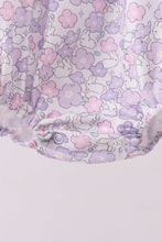 Purple floral smocked ruffle bubble