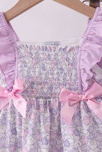 Purple floral smocked ruffle bloomer set