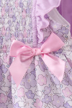 Purple floral smocked ruffle bloomer set
