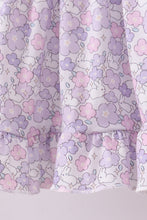 Purple floral smocked ruffle shorts set