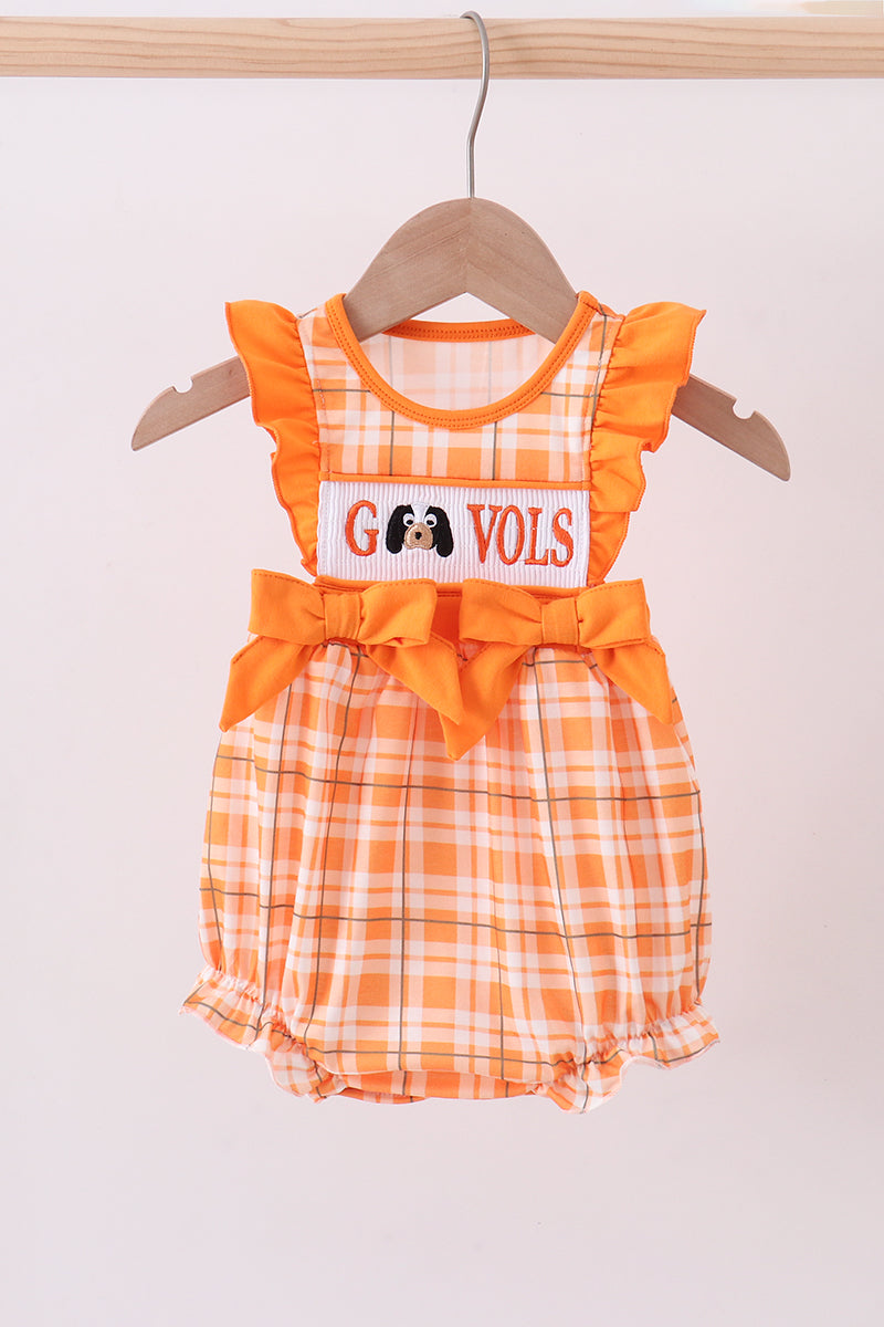 Tennessee Go vols smocked ruffle bubble - ARIA KIDS