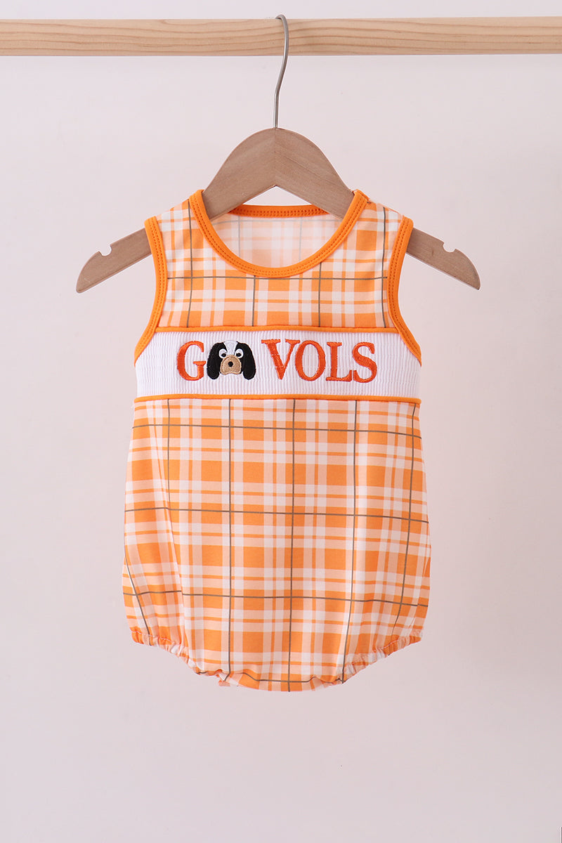 Tennessee Go vols smocked plaid bubble - ARIA KIDS