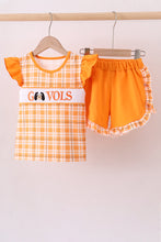 Tennessee Go vols smocked plaid ruffle shorts set - ARIA KIDS