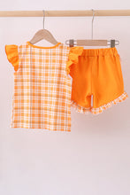 Tennessee Go vols smocked plaid ruffle shorts set - ARIA KIDS