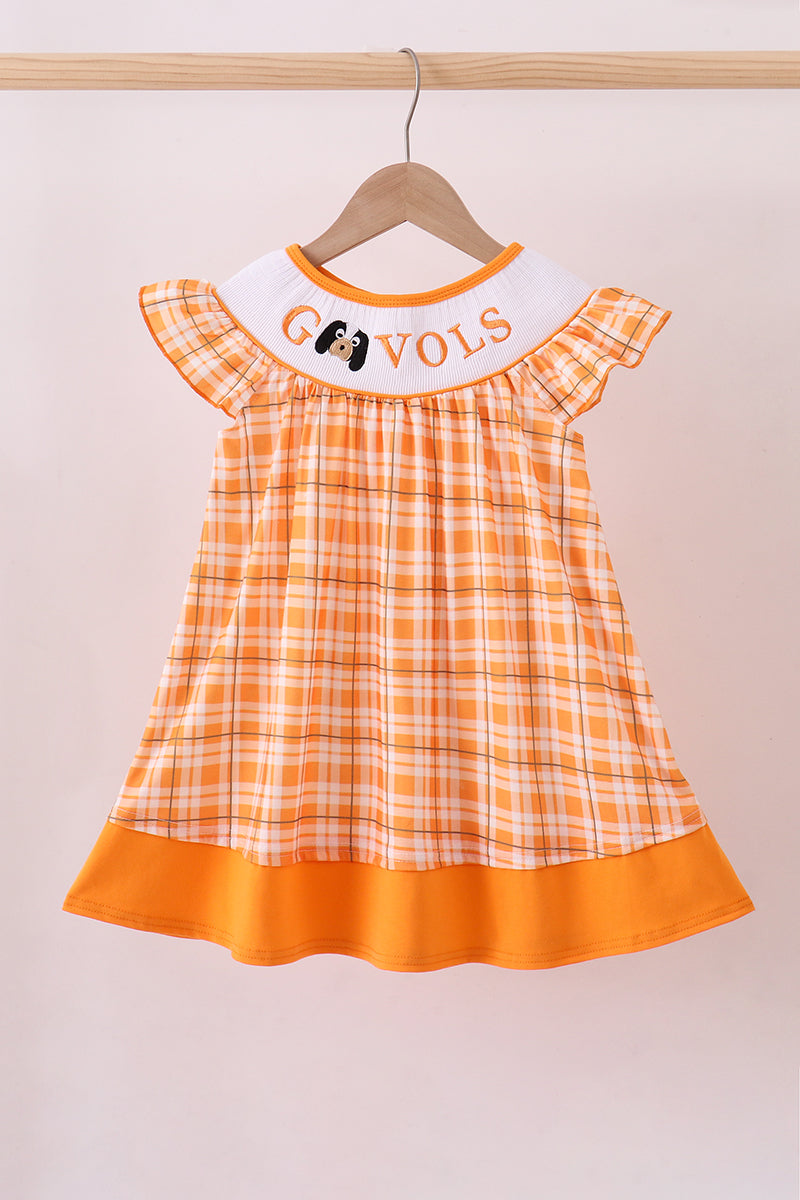 Tennessee Go vols smocked plaid dress - ARIA KIDS