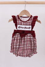 Mississippi Hail State smocked ruffle gingham bubble - ARIA KIDS