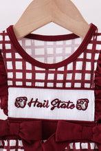 Mississippi Hail State smocked ruffle gingham bubble - ARIA KIDS