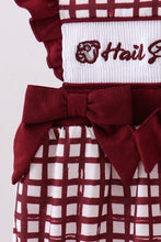 Mississippi Hail State smocked ruffle gingham bubble - ARIA KIDS