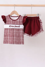 Mississippi Hail State smocked ruffle gingham shorts set - ARIA KIDS