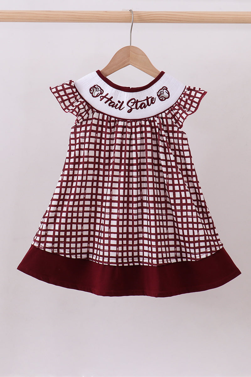 Mississippi Hail State smocked gingham dress - ARIA KIDS