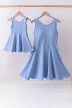 Blue active scalloped mom&me dress - ARIA KIDS