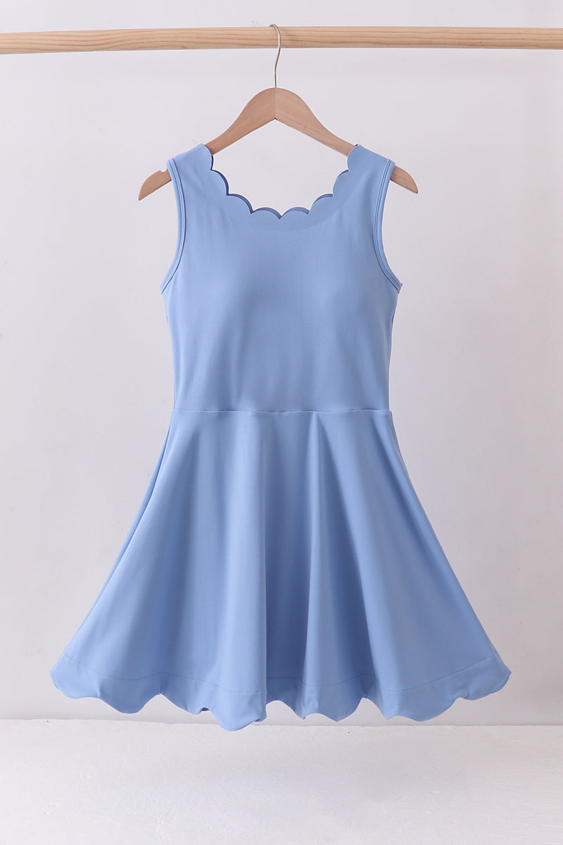 Blue active scalloped mom&me dress - ARIA KIDS