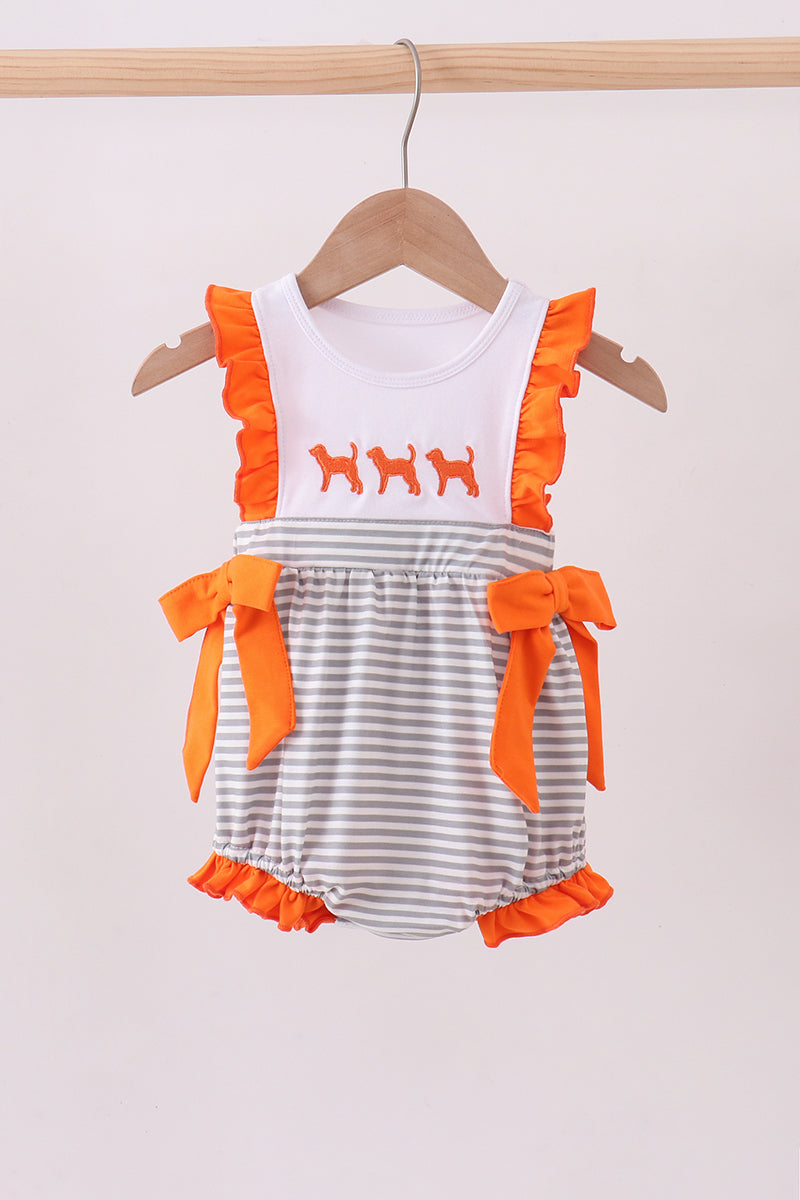 Orange Tennessee embroidery ruffle stripe bubble - ARIA KIDS