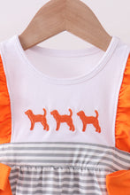 Orange Tennessee embroidery ruffle stripe bubble - ARIA KIDS