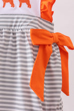 Orange Tennessee embroidery ruffle stripe bubble - ARIA KIDS