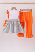 Orange Tennessee embroidery stripe ruffle pants set - ARIA KIDS