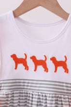 Orange Tennessee embroidery stripe ruffle dress - ARIA KIDS